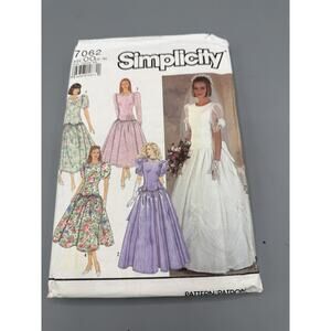 Vintage Simplicity 7062 Wedding Dress Pattern Size 10-18 Uncut Bridal